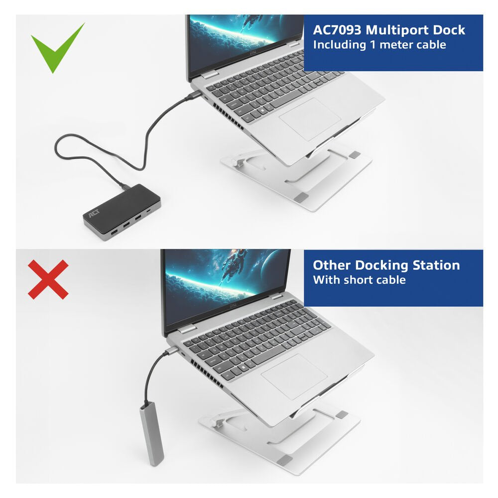 Docking Station Act Connectivity Usb C 4k Mst 2 Monitores Hdmi Ethernet Usb C 3x Usb A Pd Pass Through Cable 1m
