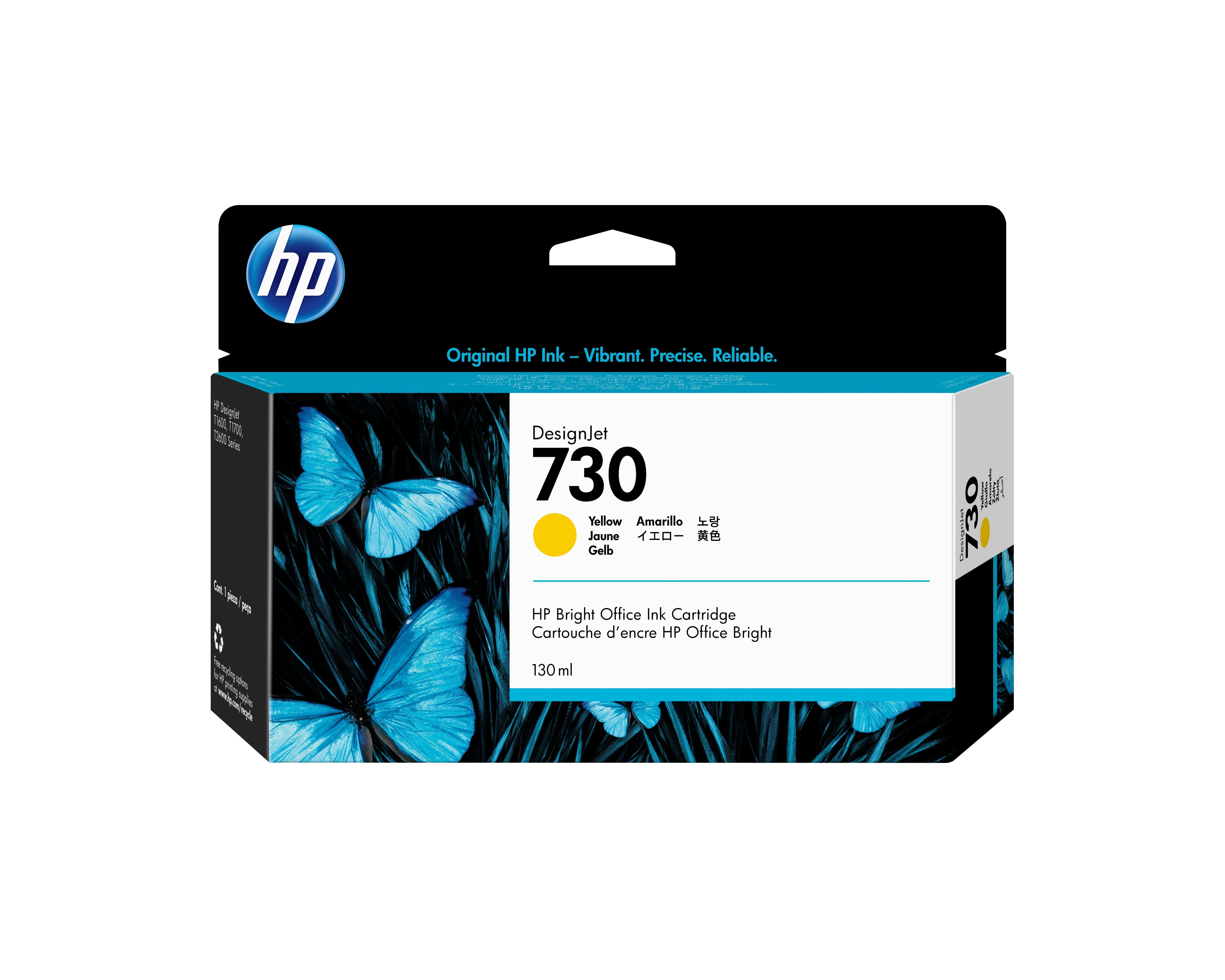 EAN 0190781726951 - HP 730 130-ml Yellow DesignJet Ink Cartridge cartucho de tinta 1 pieza(s) Original Rendimiento estándar imagen 1