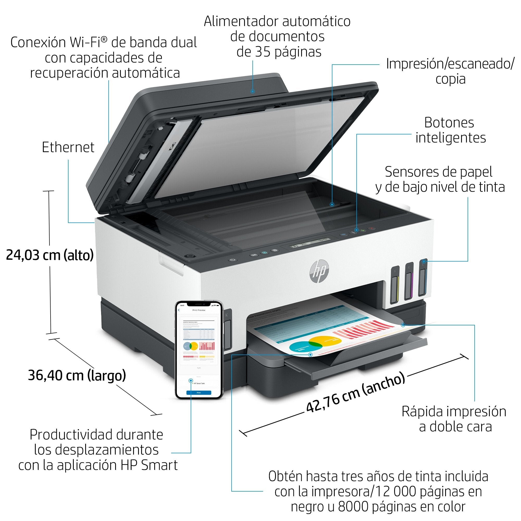 Hp Multifuncion Inkjet Smart Tank 7305  Light Basalt