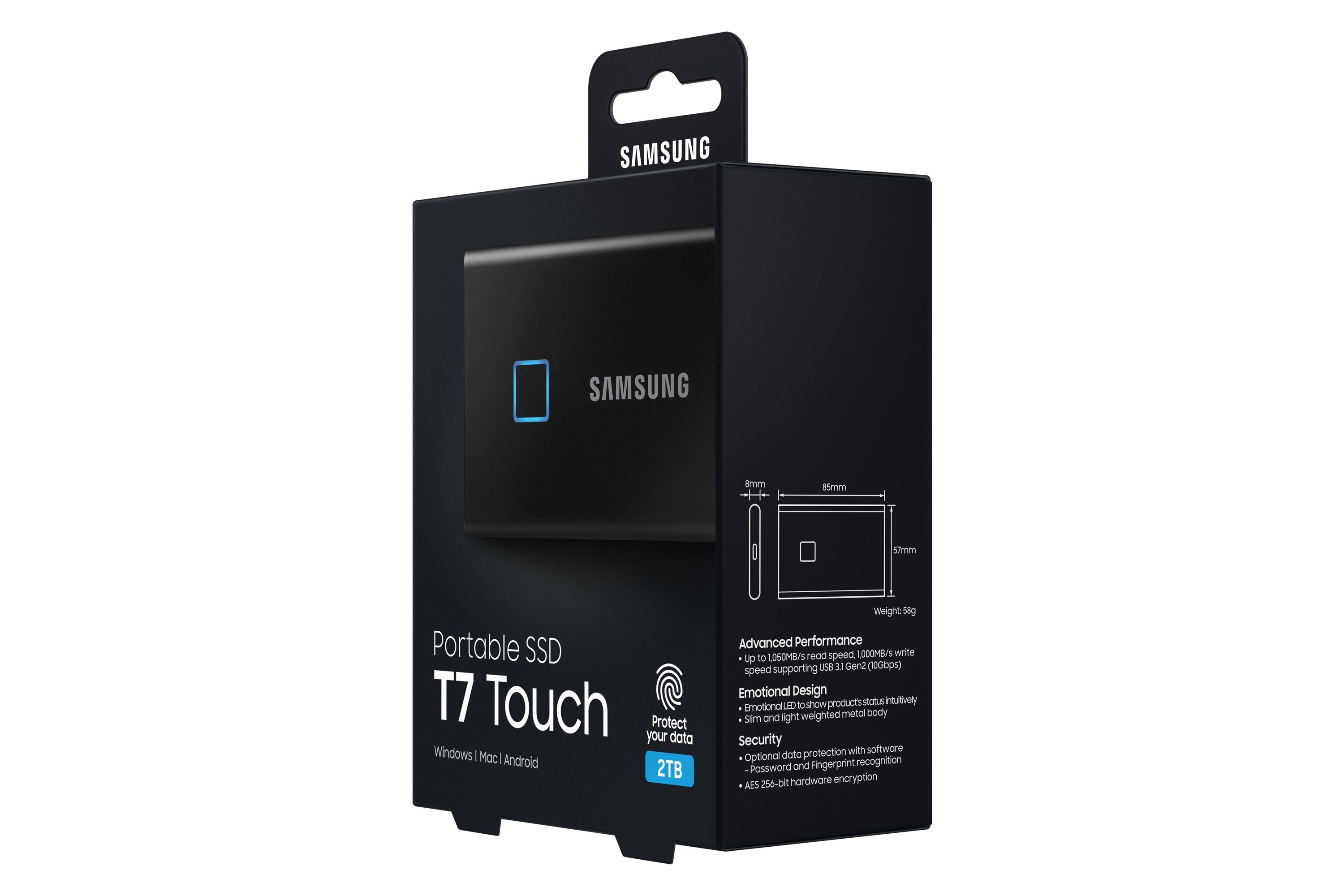 Disco Externo Ssd Samsung 2 Tb T7 Touch Negro