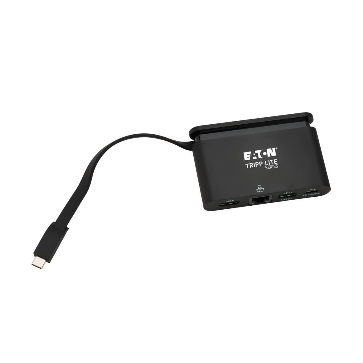 Eaton Tripp Lite   Usb-C Multiport Adapter 4k Hdmi Usb-A Gbe Self-Storing Cable 100w Pd Charging Black
