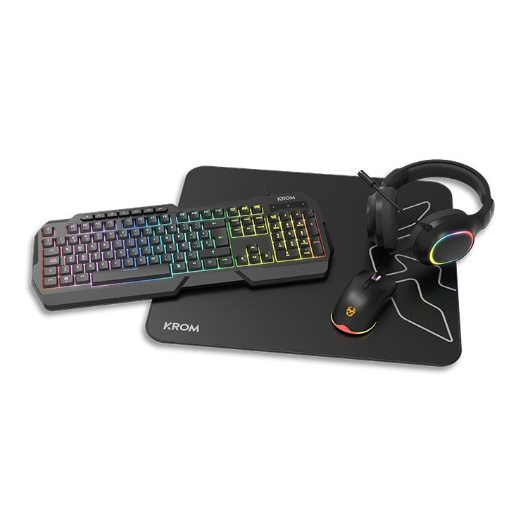 Krom Kenta Pc Combo Gaming 4 En 1 Rgb Negro