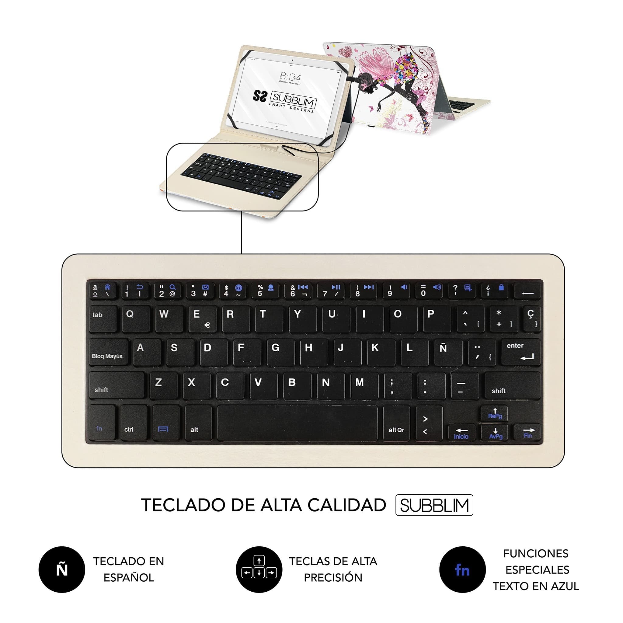 EAN 8436586742485 - SUBBLIM SUBKT1-USB052 teclado para móvil QWERTY Español MicroUSB Multicolor imagen 5
