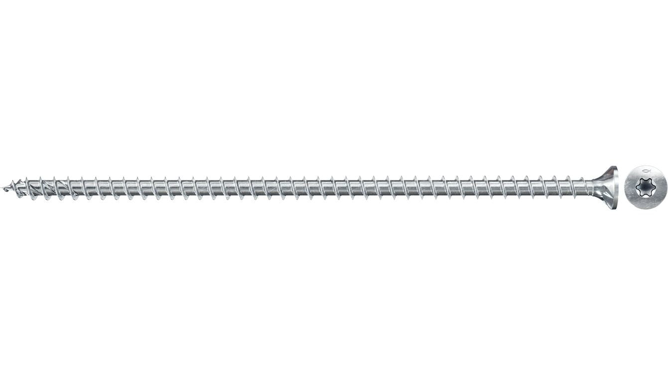 Tornillo De Construcción Para Madera Fischer Powerfull Ii 8,0x100 Cabeza Avellanada Tx Vg 50 Piezas, Rosca Completa, Galvanizado 562930