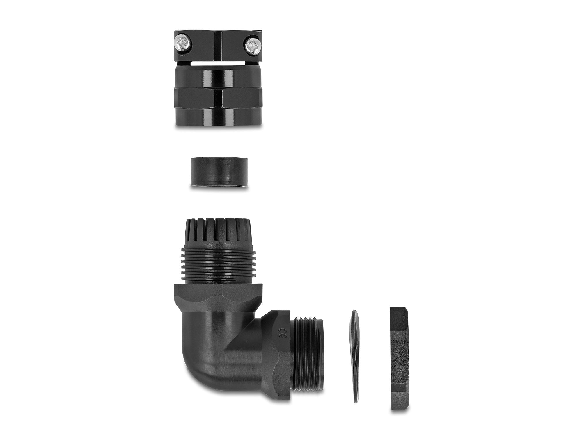 Delock 60597 Prensaestopas Con Alivio De Tensión Y Protección Contra La Flexión Ángulo De 90 ° Pg16 Negro