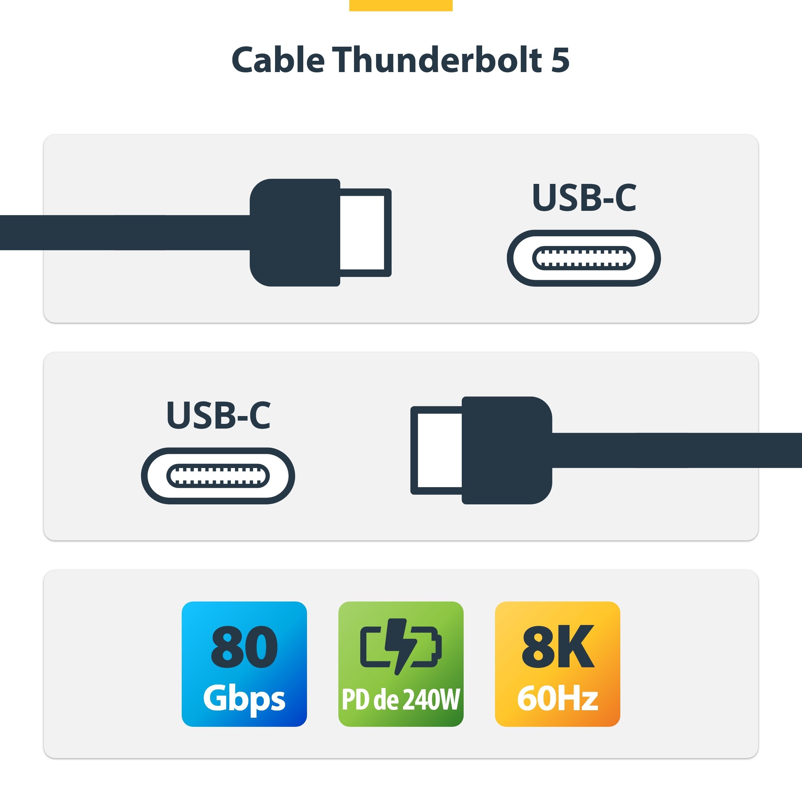 EAN 0065030920360 - StarTech.com TBLT5MM50CM240W cable Thunderbolt 0,5 m 80 Gbit/s Negro imagen 10
