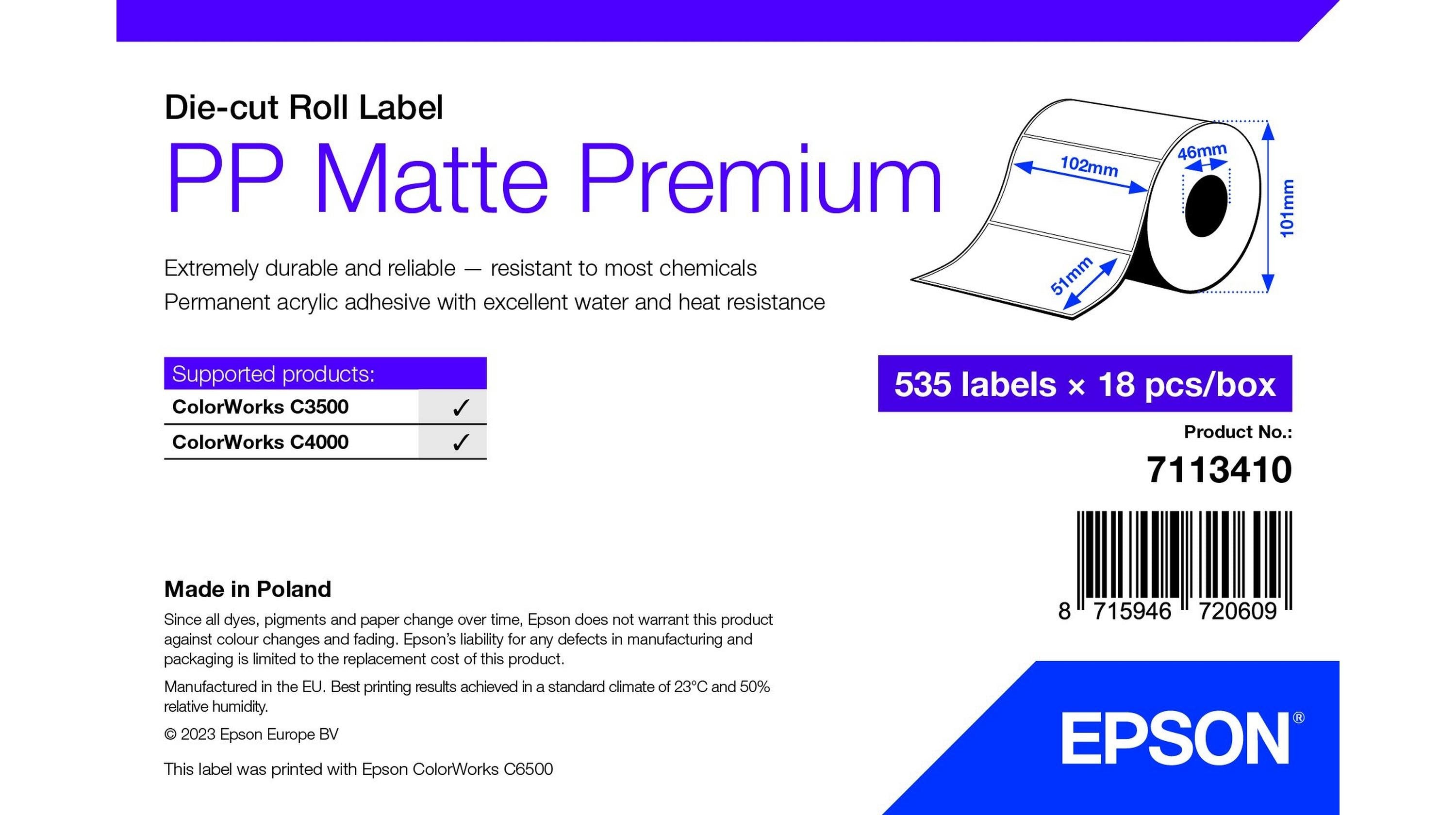Epson 7113410 Etiqueta De Impresora Blanco 102x51mm 535 Labels