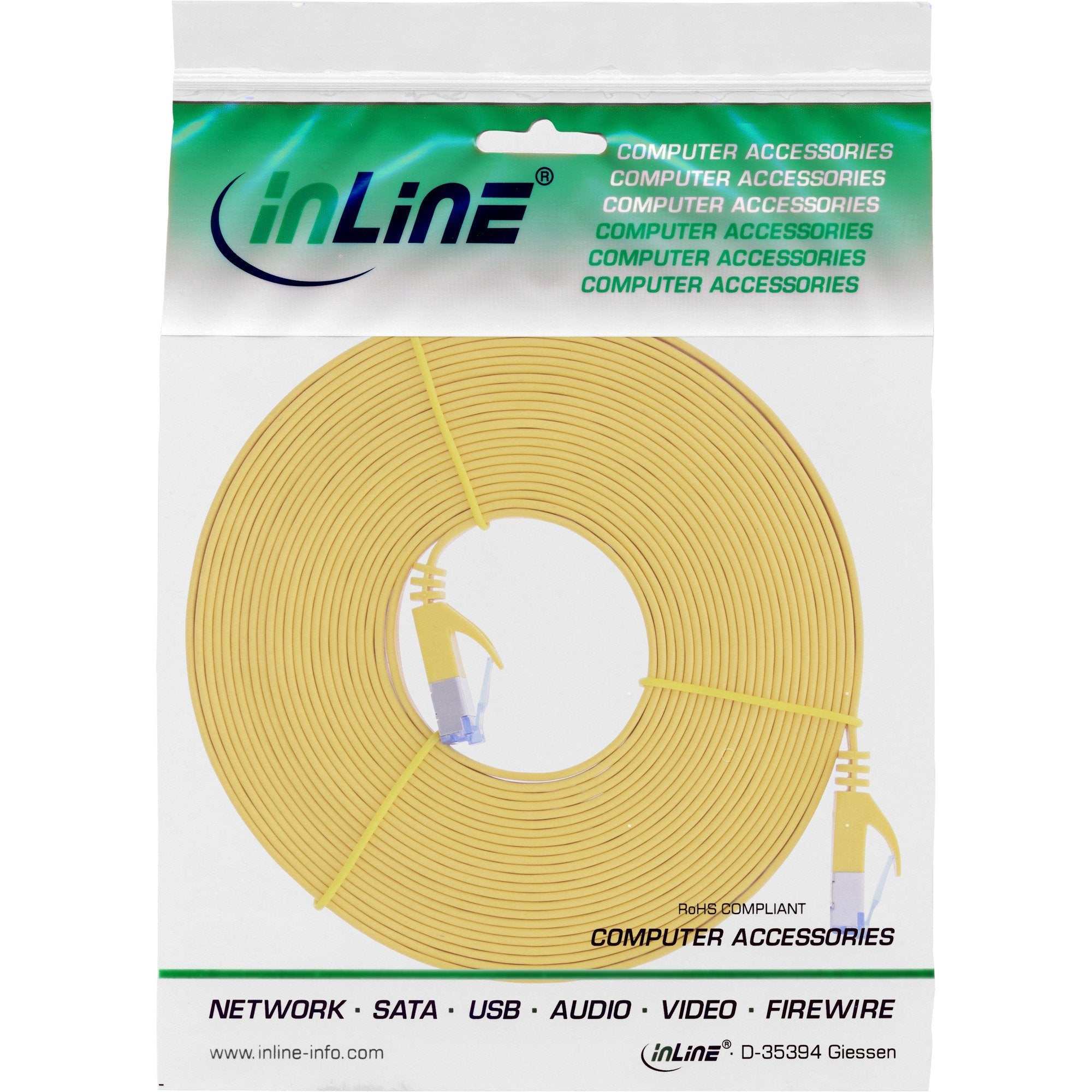 Cable De Red  Plano Inline, U/Ftp, Cat.6a, Amarillo, 10 M