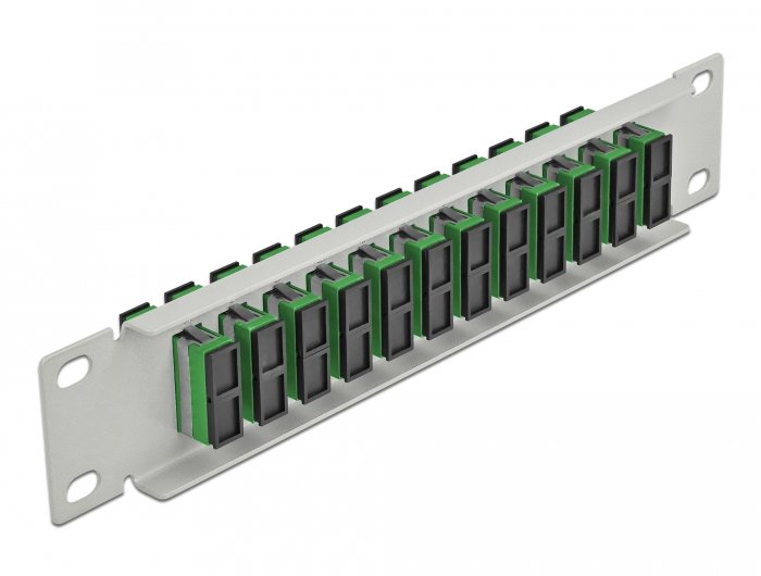 Delock 66792 Panel De Conexión De Fibra Óptica De 10" De 12 Puertos Sc Duplex Verde 1u Gris