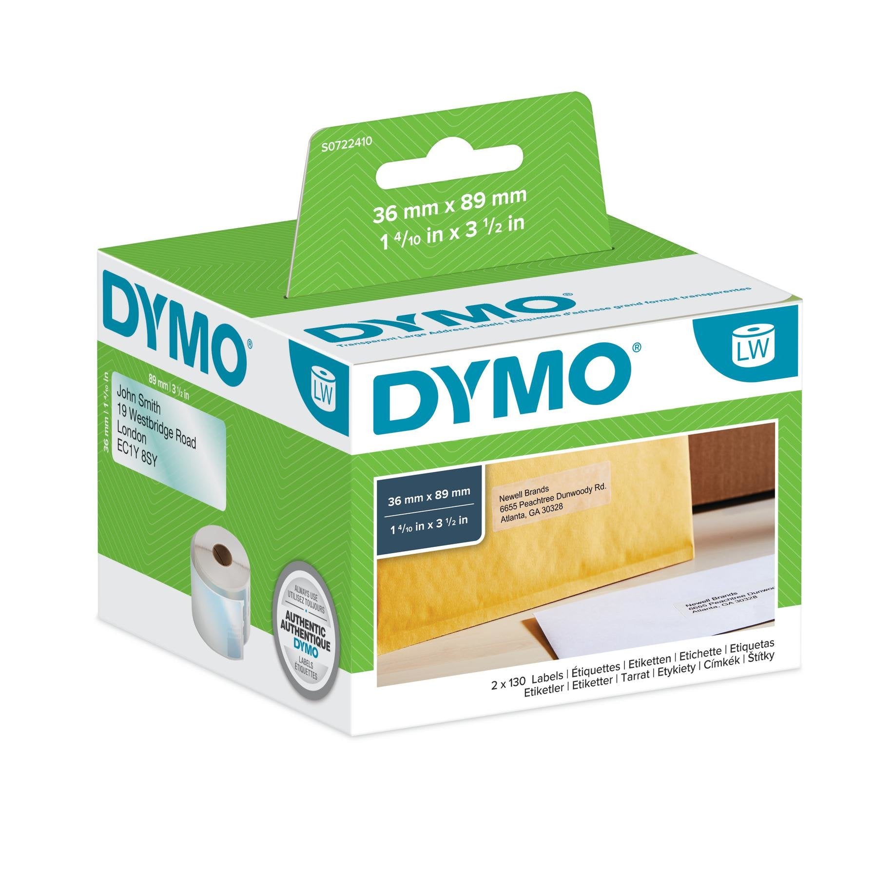 EAN 5411313990134 - DYMO LW - Large Address Labels - 36 x 89 mm - S0722410 Transparente Etiqueta para impresora autoadhesiva imagen 1