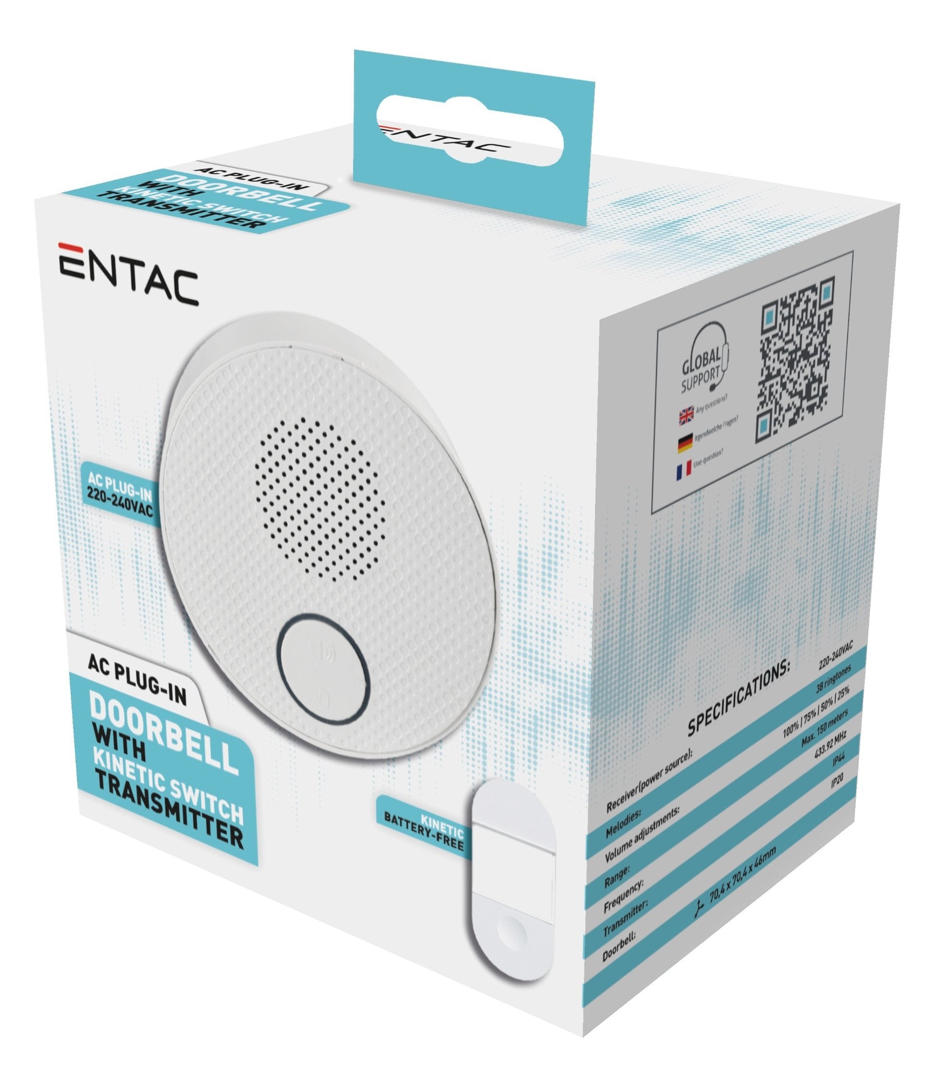 Entac Türklingel Ac Plug-In Kinetisch Schalter Ip44 Sender