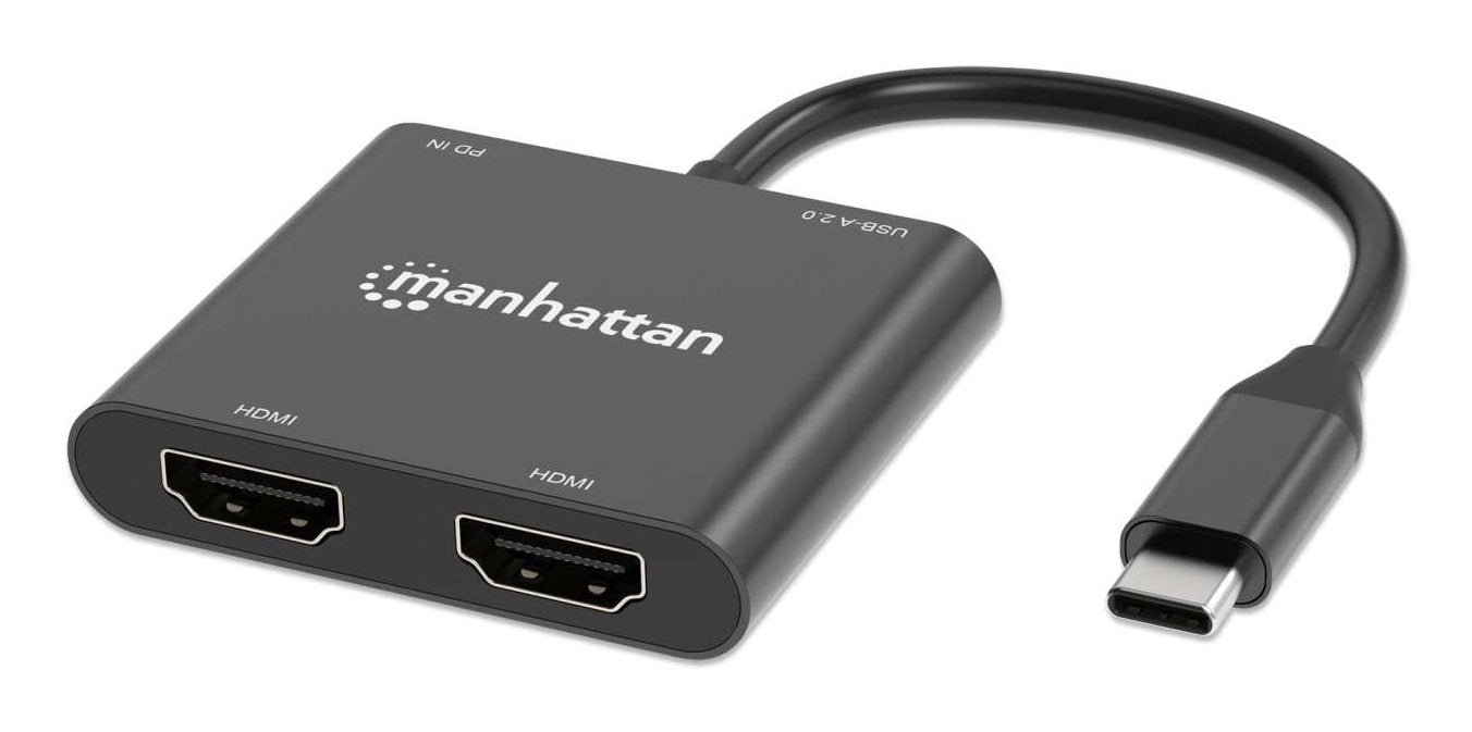 Manhattan Usb-C Pd A Dual-Hdmi-Monitor-Adaptador 4k 60hz