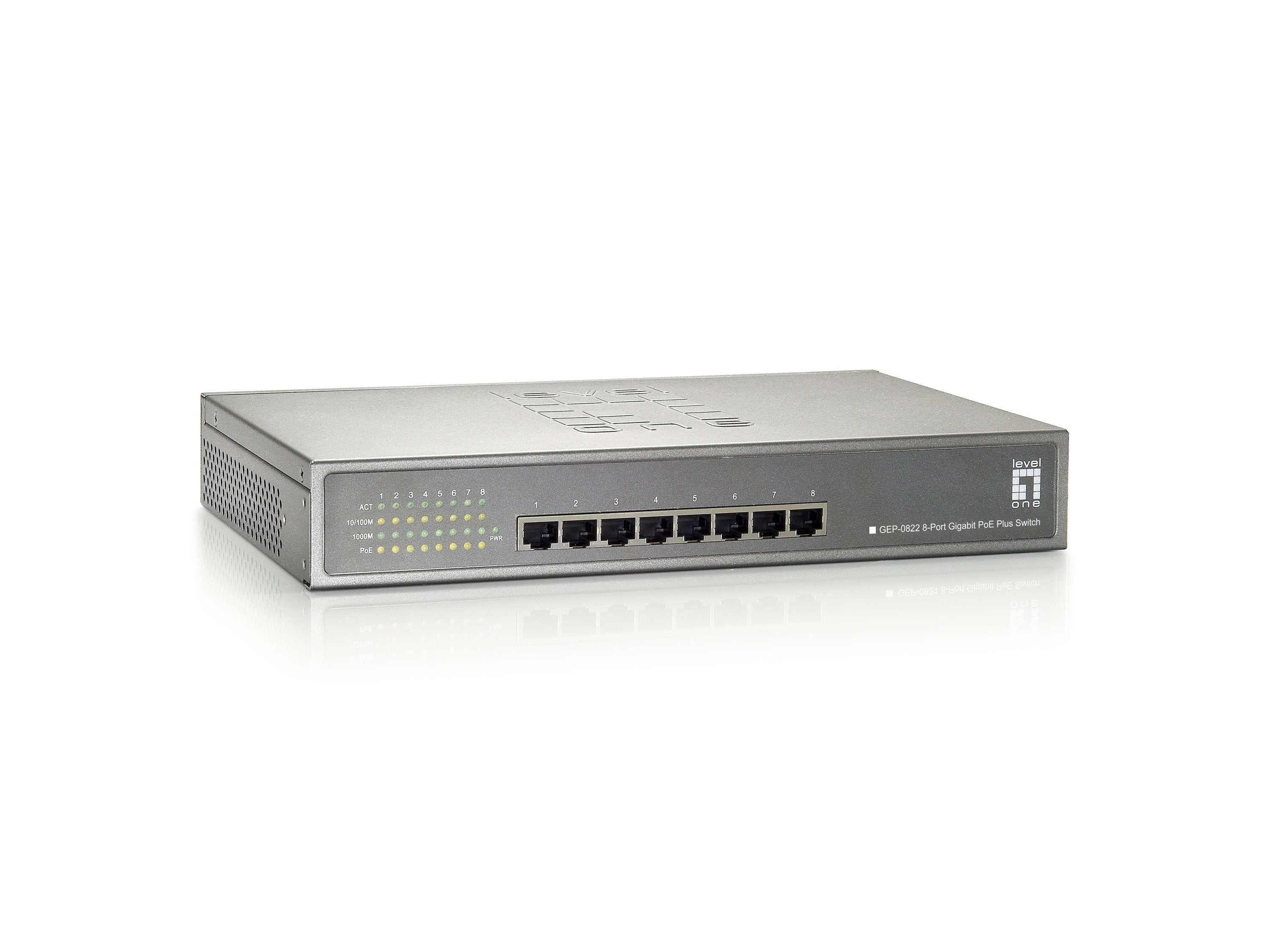 Levelone Switch  8x Ge Gep-0822                 240w  8xpoe+