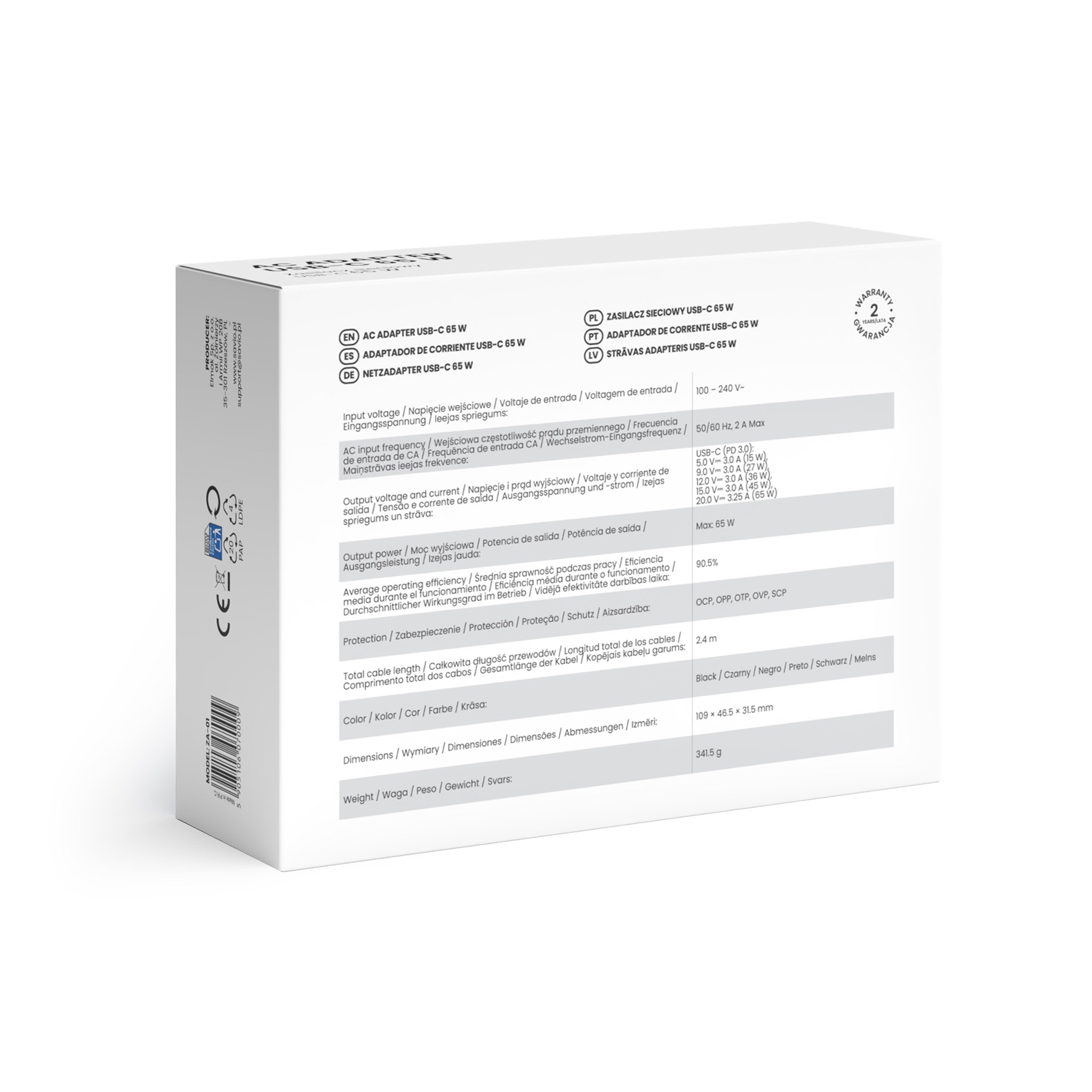 Savio Za-01 Cargador De Dispositivo Móvil Netbook, Portátil, Smartphone, Teléfono Negro Corriente Alterna Interior