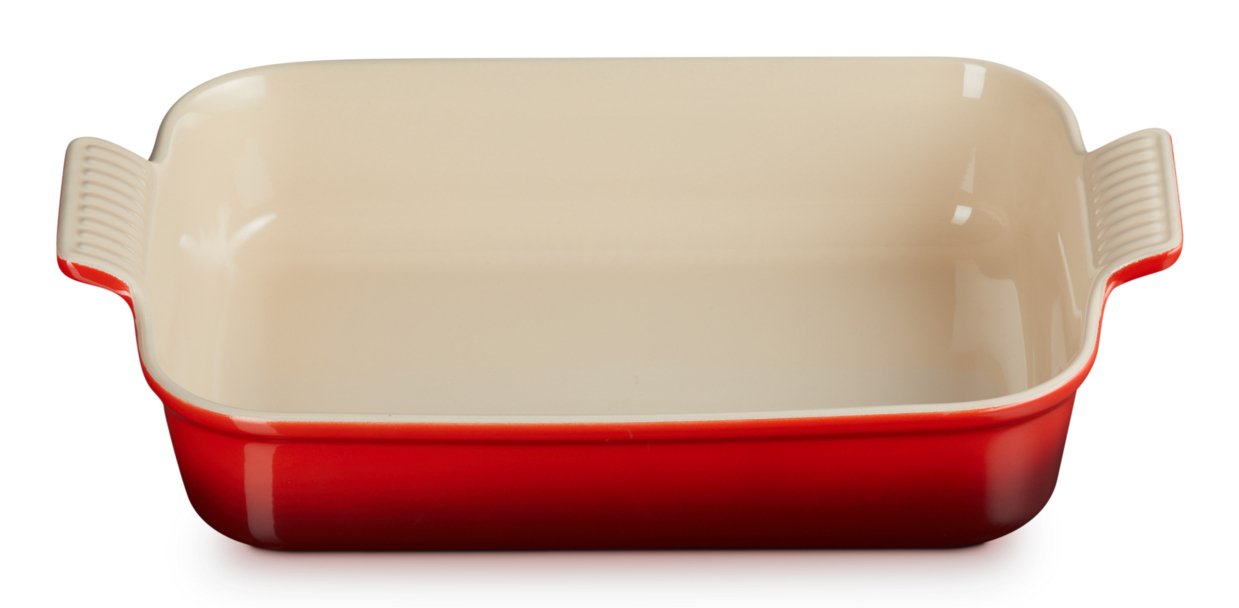 Le Creuset Bandeja Rectangular Heritage De Cerámica De Gres, 32 Cm, 4l, Cereza