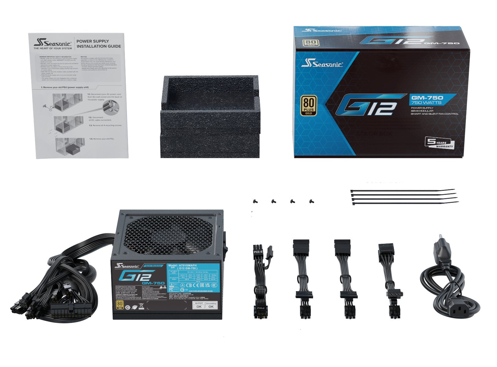EAN 4711173878506 - Seasonic G12-GM-750 unidad de fuente de alimentación 750 W 20+4 pin ATX ATX Negro imagen 5