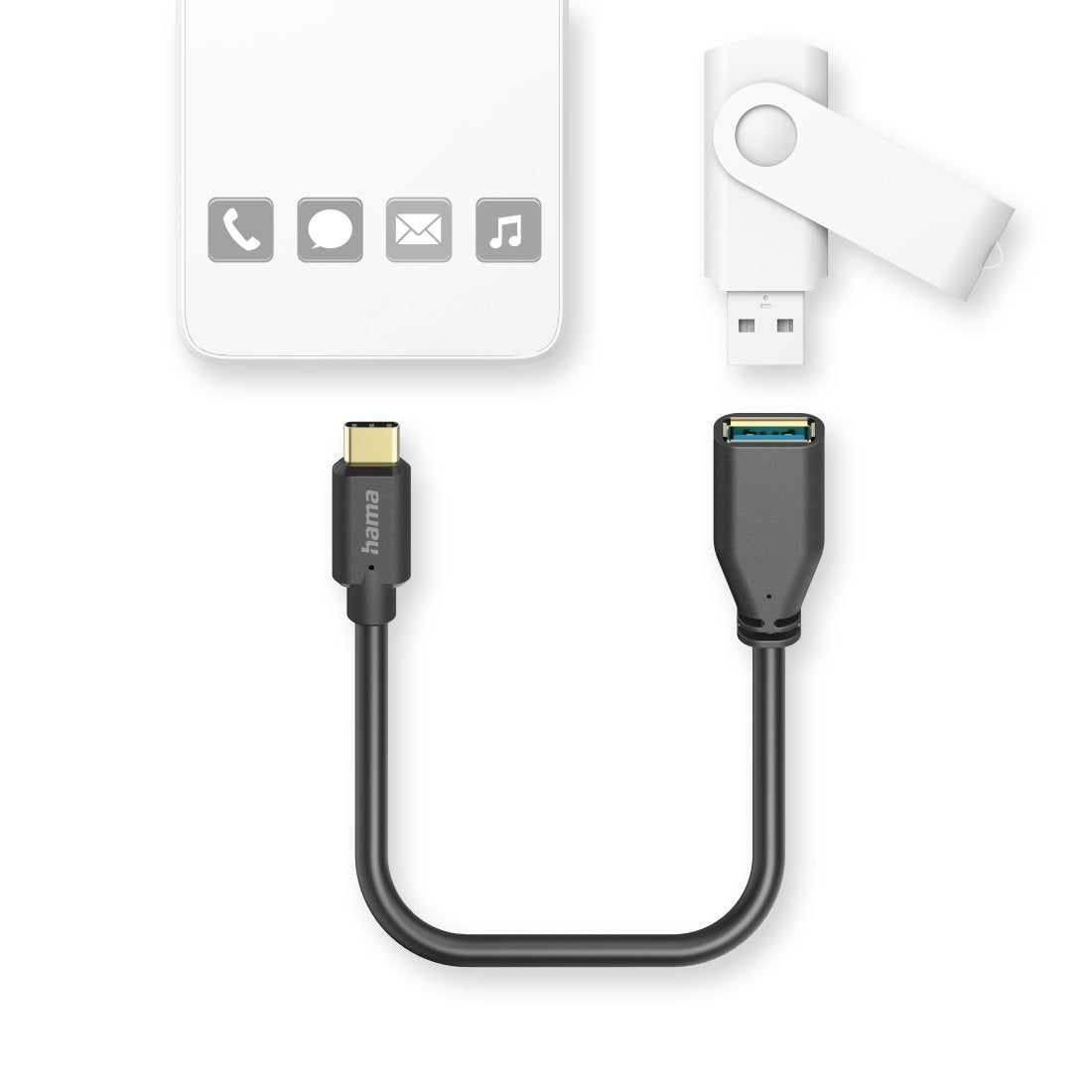 Hama Otg, Usb 3.0 A, Usb-C, 15cm, Czarny