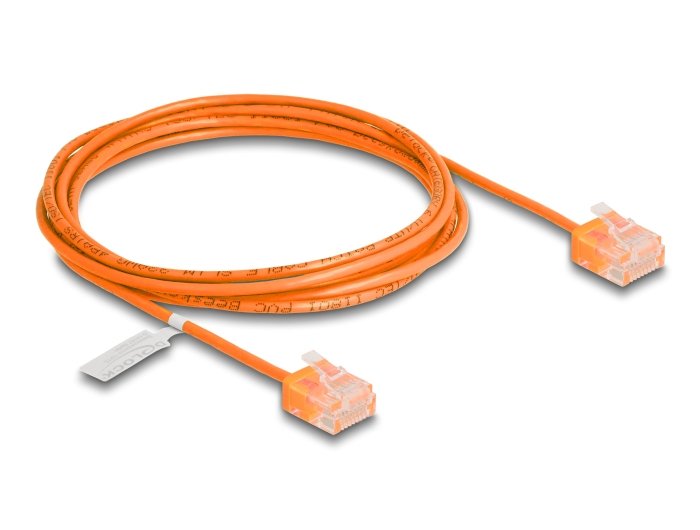 Delock Rj45 Cable De Red Cat.6 Utp Ultra Slim 2 M Naranja Con Kurzen Machon