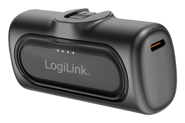 Bateria Externa Power Bank   5000 Mah, Conector Usb-C Integrado, Color Negro  Lipo Logilink