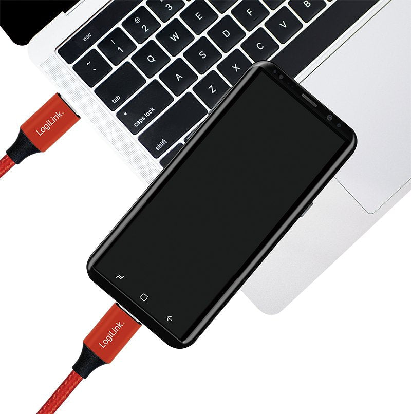 Logilink Cu0155 Cable Usb 0,3 M 2.0 Usb C Negro, Rojo