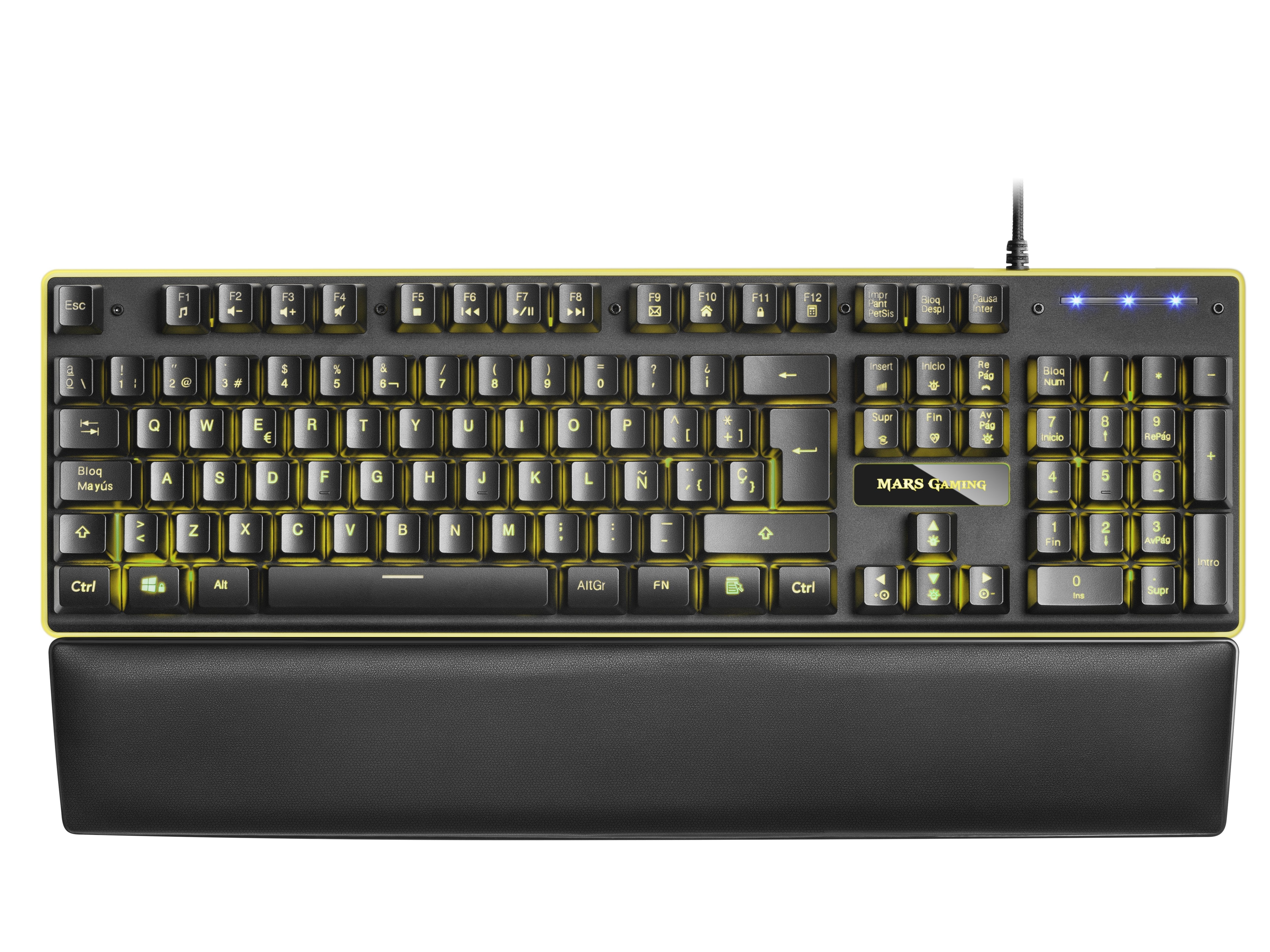 Mars Gaming Mk320pt Teclado Usb Portugués Negro Marsgaming Mk320 Full Rgb H-Mechanical Keyboard, Padded Palmrest - Portuguese