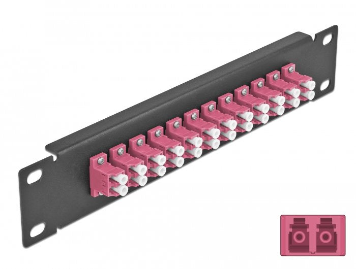 Delock 10" Patch Panel De Fibra Óptica 12 Puertos Lc Duplex Violeta 1 U Negro