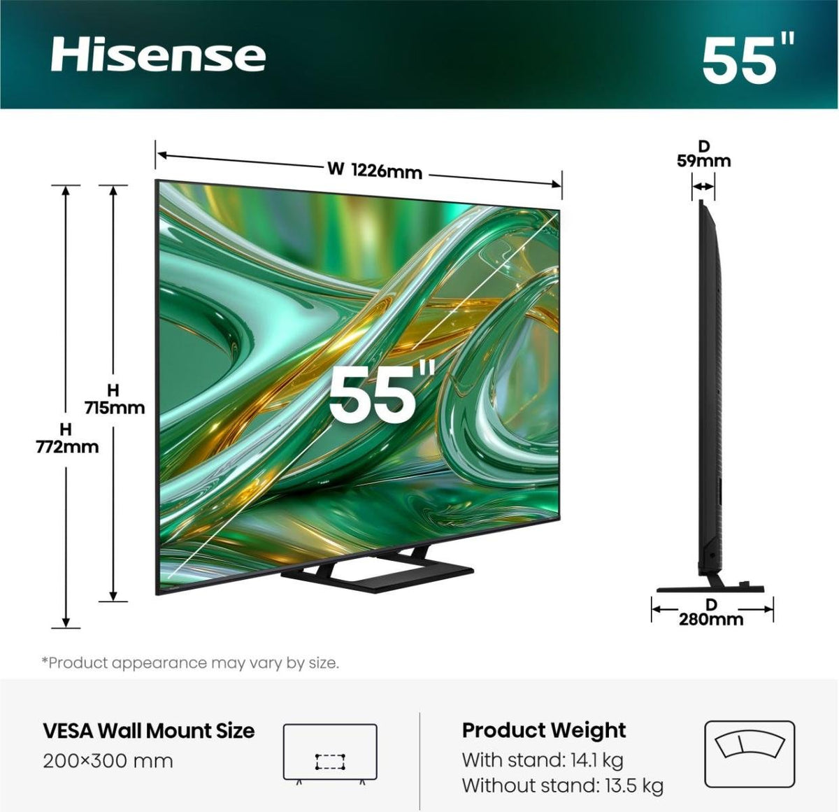 EAN 6942351434582 - Hisense 55E8S 139,7 cm (55") 4K Ultra HD Smart TV Wifi Negro imagen 2