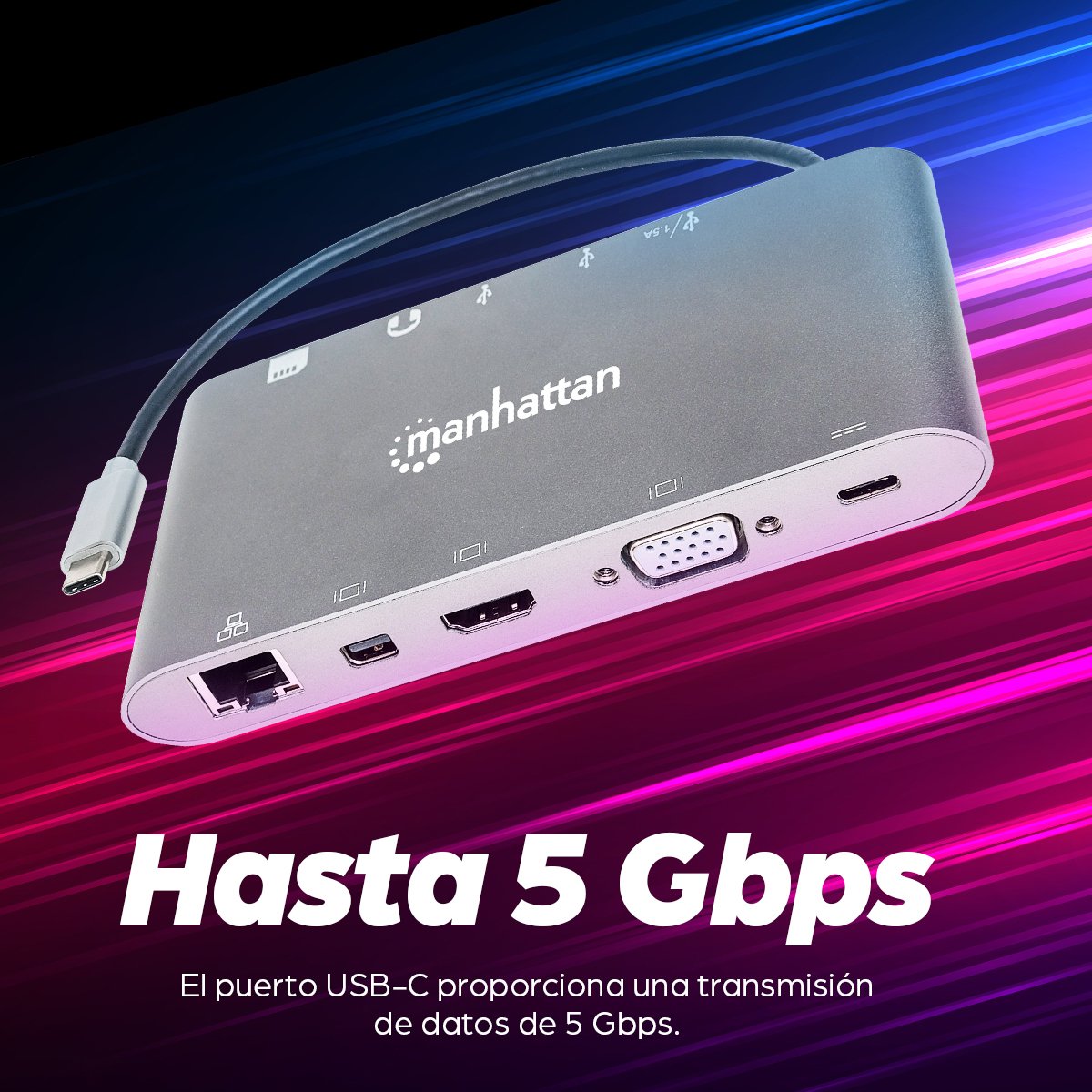 EAN 0766623152808 - Manhattan 152808 base para portátil y replicador de puertos Alámbrico USB 3.2 Gen 1 (3.1 Gen 1) Type-C Pl imagen 12