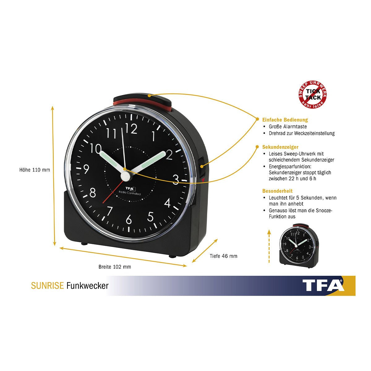 Tfa Radio-Despertador Sunrise Negro
