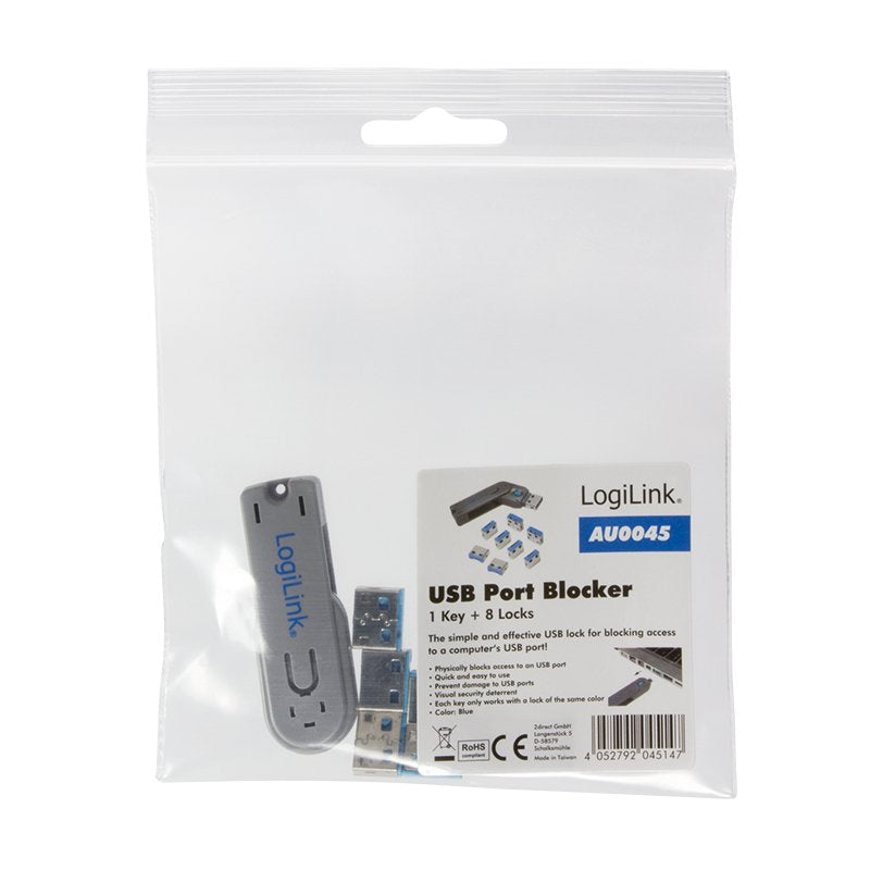 Logilink Au0045 - Bloqueador De Puertos Usb Llave + 8 Cerraduras