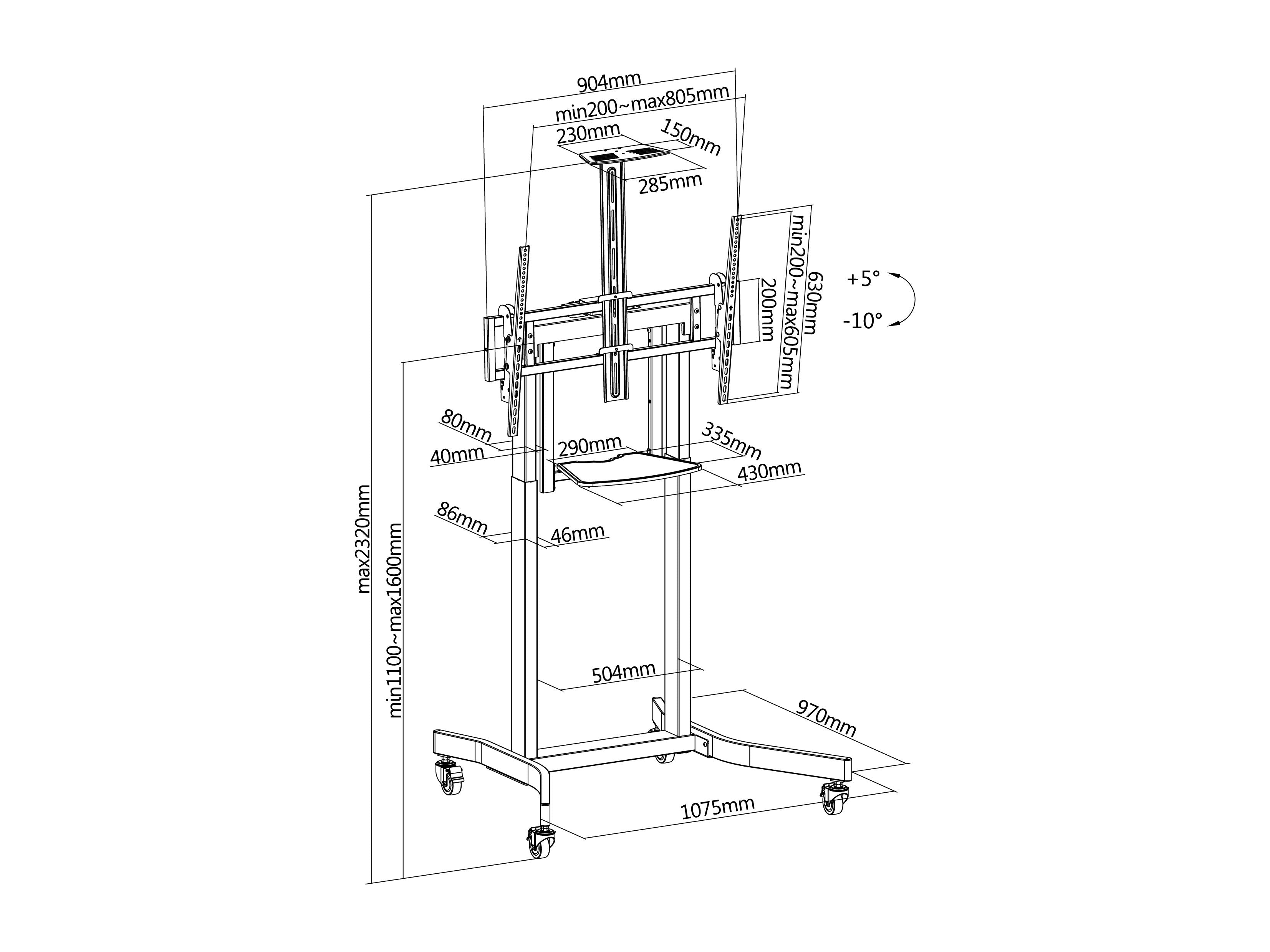 Soporte De Suelo Motorizado Equip 650633 Pantalla 55"-100" Orientable Vesa Max 800x600 Max120kg