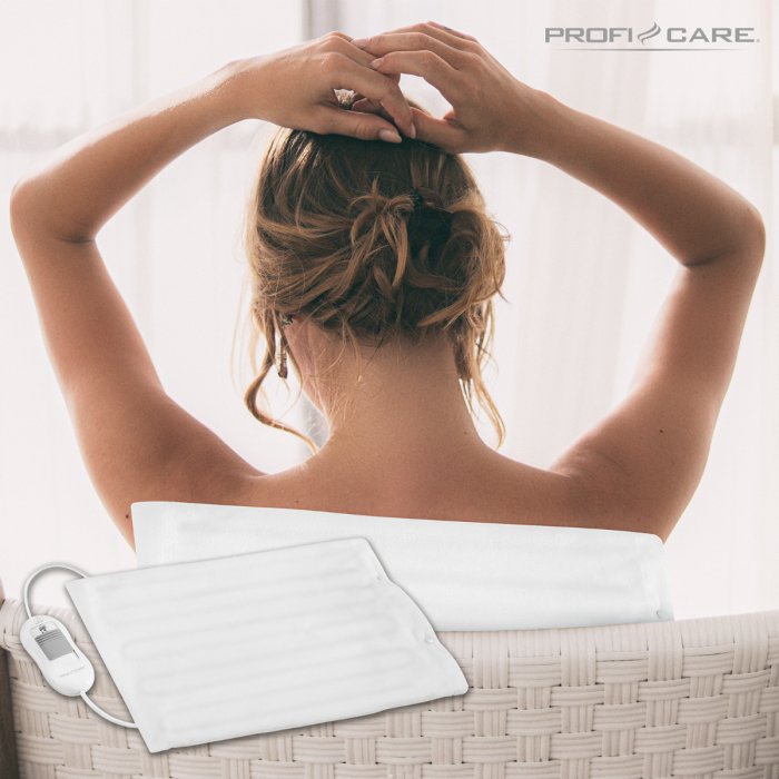 Almohadilla Eléctrica Térmica, Medidas 30x40cm, Cervicales-Cuello, 3 Niveles Temperatura, Lavable Blanco 100w Proficare Hk 3059