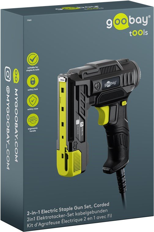 Juego De Grapadora Eléctrica 2 En 1 Con Cable
Con 400 Grapas Y 100 Clavos