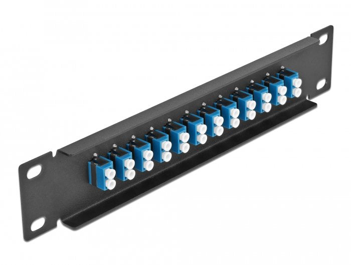Delock 10" Patch Panel De Fibra Óptica 12 Puertos Lc Duplex Azul 1 U Negro