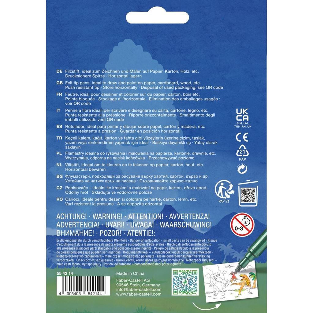Faber-Castell Edicion Dinosaurios Pack De 13 Rotuladores De Colores - 10 Colores Clasicos + 3 Colores Metalizados -