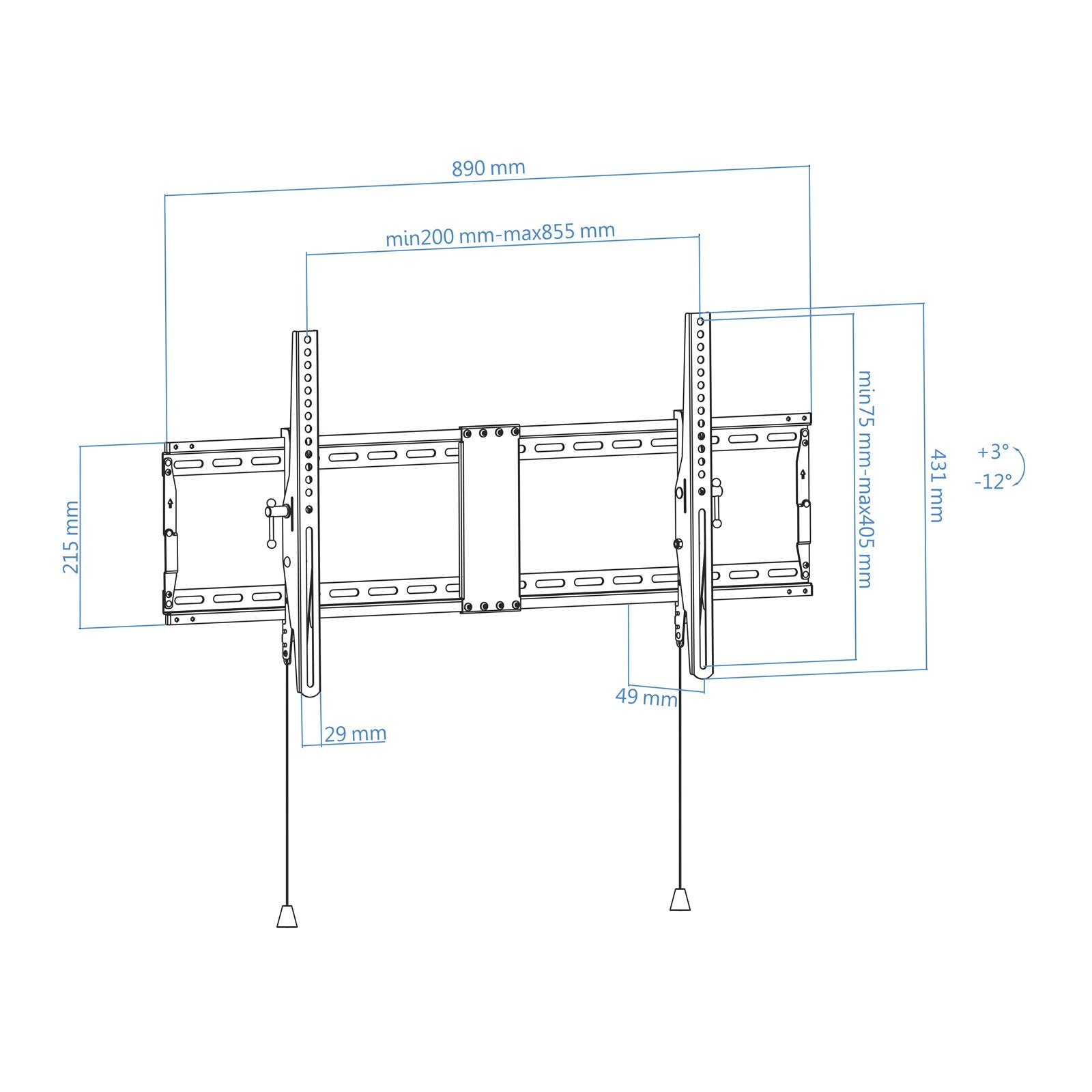 Tooq Soporte Fijo De Pared Para Tv De 43"-90" - Inclinable - Peso Max 70kg - Vesa 800x400mm - Negro