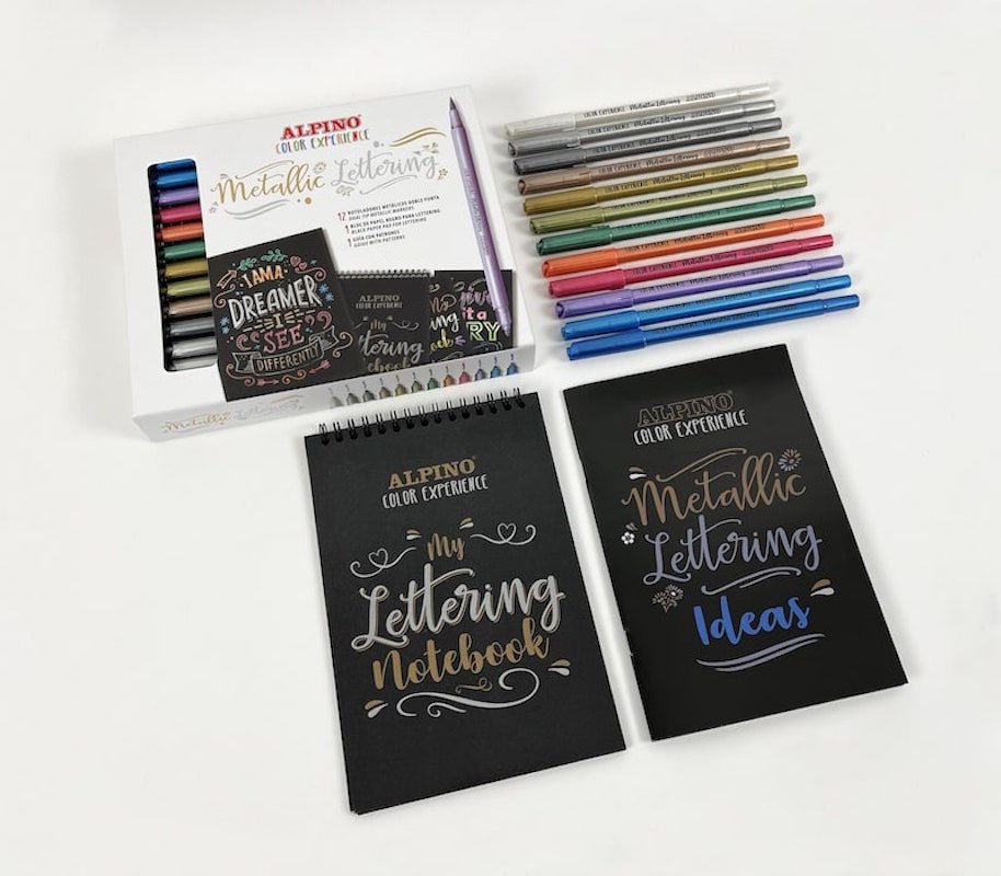 Alpino Rotuladores Metallic Lettering Color Experience Doble Punta Estuche 12u + Bloc C/Surtidos