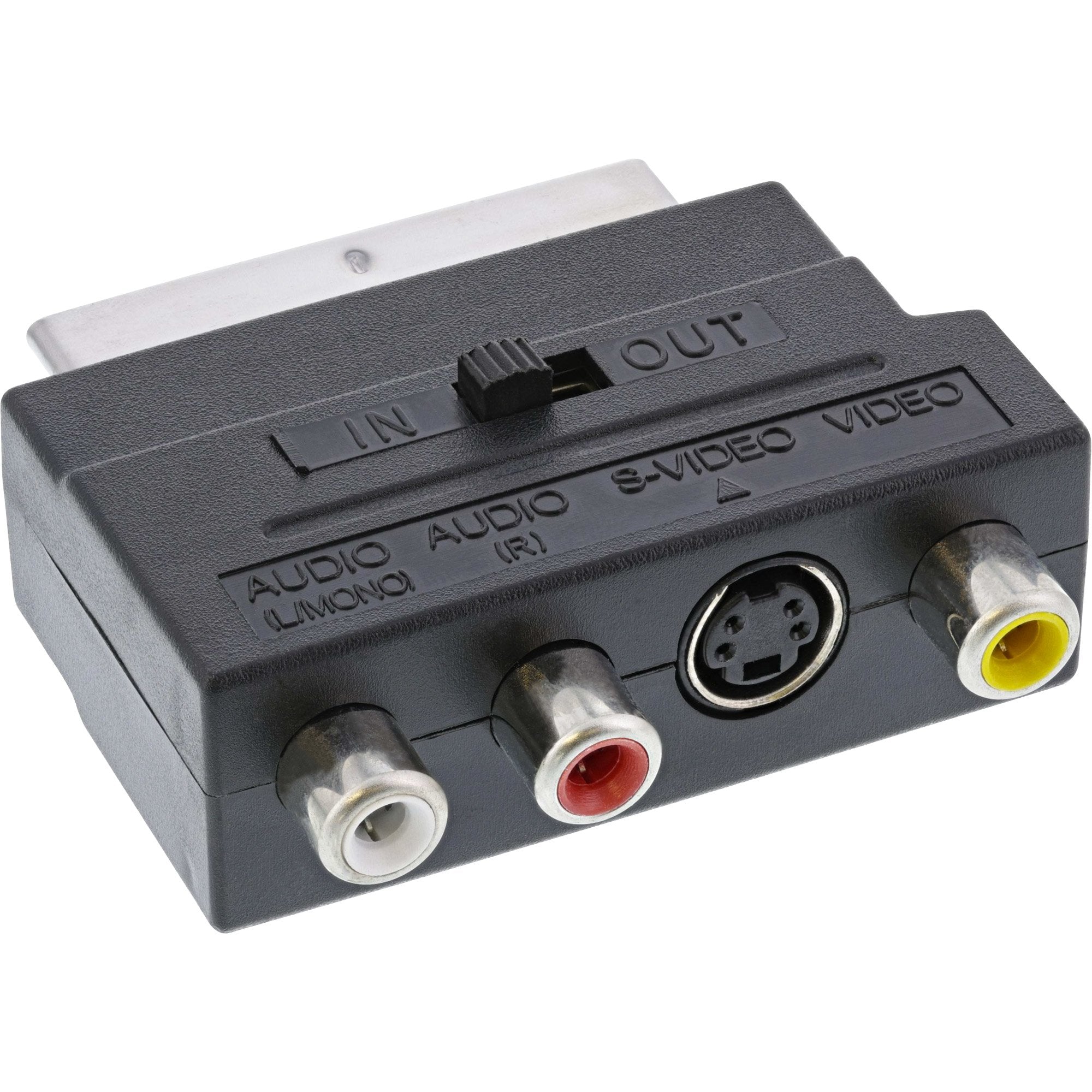 Adaptador Scart Inline Scart Macho A 3x Rca Y Entrada/Salida De Vídeo S-Vhs