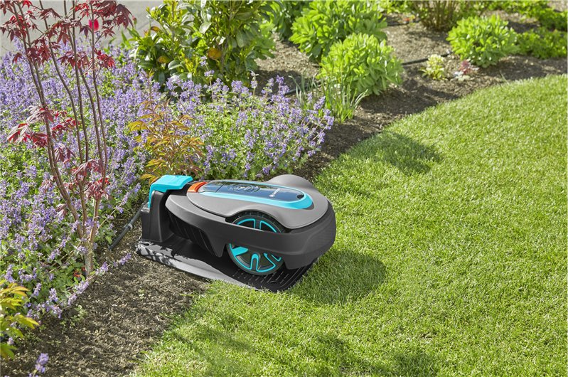 Gardena Robot Cortacésped Smart Sileno City 400m² Set Gris/Turquesa, Batería Li-Ion 2,0ah, Con Gateway Inteligente, Tecnología Lona 19605-60