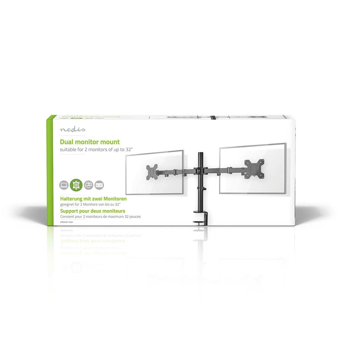 Nedis Schreibtisch Monitorhalterung - 2 Bildschirme 15 - 32 "  75x75   100x100  Vollbeweglich