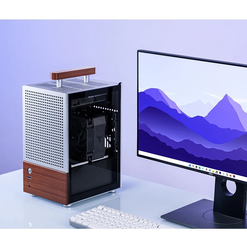 Jonsbo T6 Pc Carcasa, Mini-Tower, Mini-Itx, Tempered Glass, Madera - Plateado