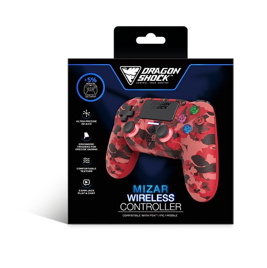 Dragonshock Mando Mizar Inalámbrico Rojo Camo Ps4
