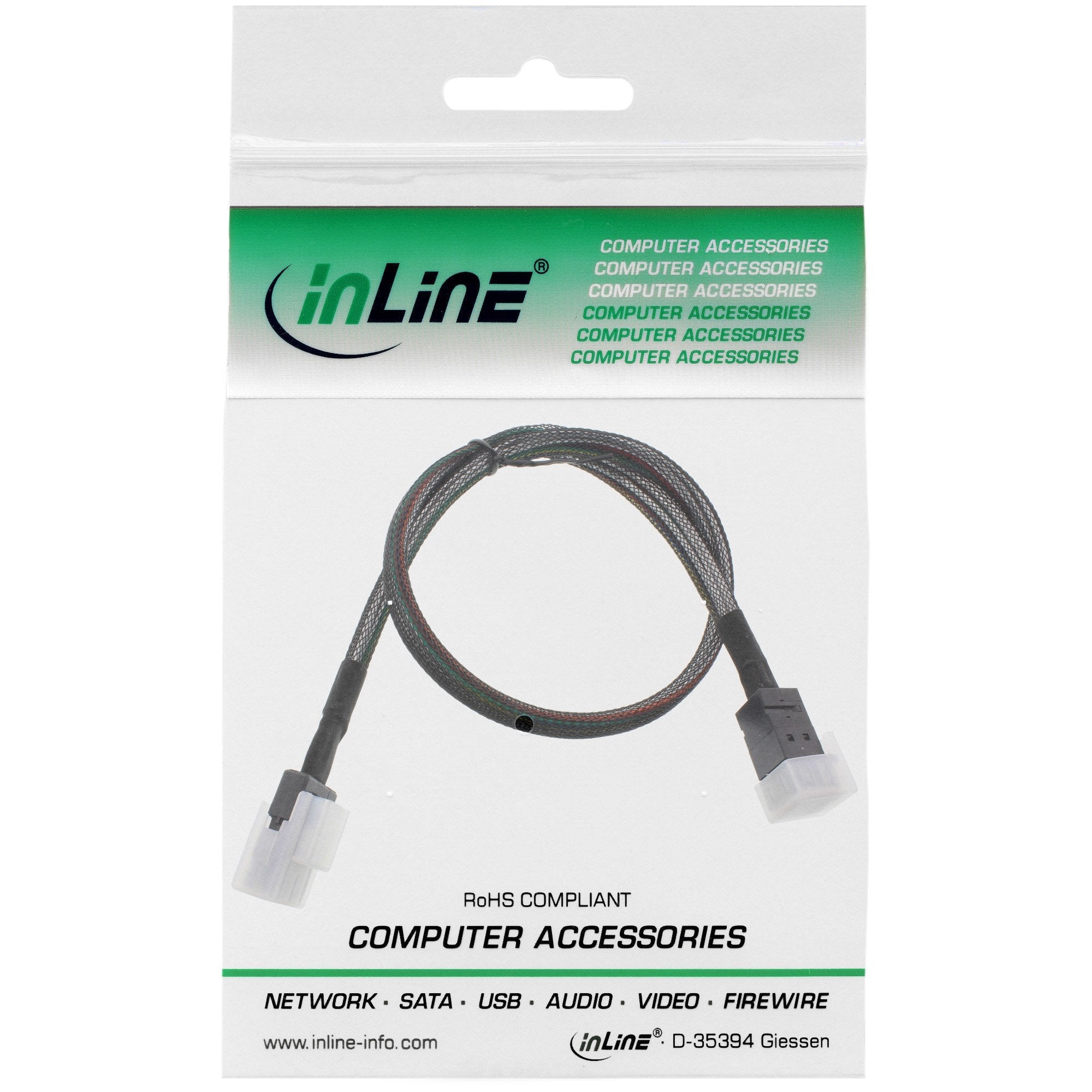 Cable Inline Mini Sas Hd Sff-8643 A Sff-8087 Con Banda Lateral De 0,5 M
