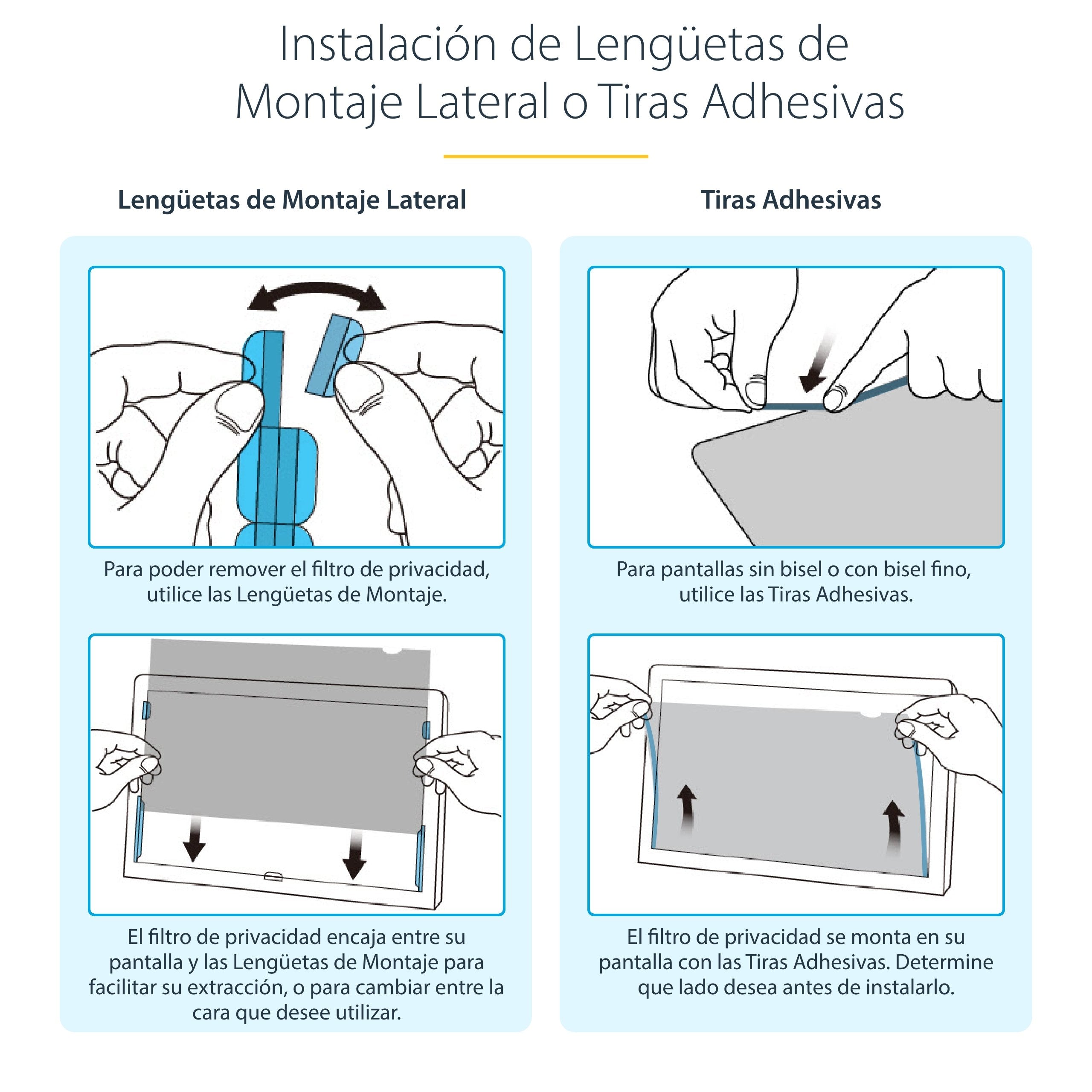 Startech.Com Filtro De Privacidad Dorado De 27in Para Monitor De 16:9 - Filtro Reversible - Filtro De Pantalla Brillante Removible Para Ordenador - Protector De Pantalla - +/- 30 Deg.