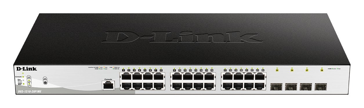 Switch Gestionable D-Link Dgs-1210-28p/Me/E L2+/L3 Lite 24p Giga Poe+ 4p Giga Sfp