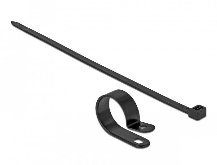 Delock Befestigungsschelle 25,4 Mm Mit Cablebinder L 300 X B 7,2 Schwarz