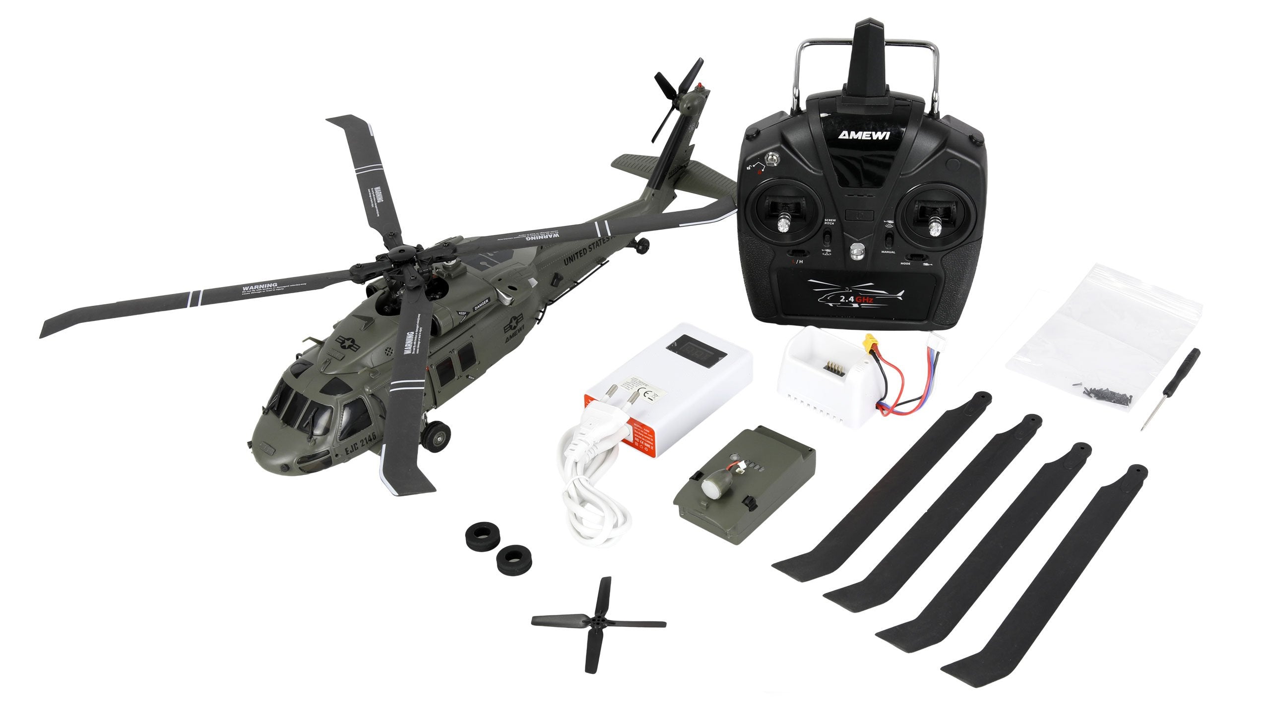 Amewi Uh60 Negro Hawk Marine Cp Helikopter 6g 3d Rtf 16+