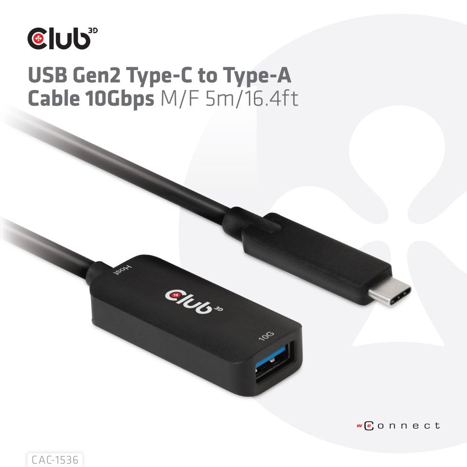 EAN 8719214472078 - CLUB3D CAC-1536 cable USB USB 3.2 Gen 2 (3.1 Gen 2) 5 m USB C USB A Negro imagen 8