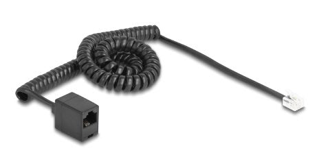 Delock Telefoncable   Spiralcable Rj11 Stecker Zu Rj45 Buchse Schwarz 3 M