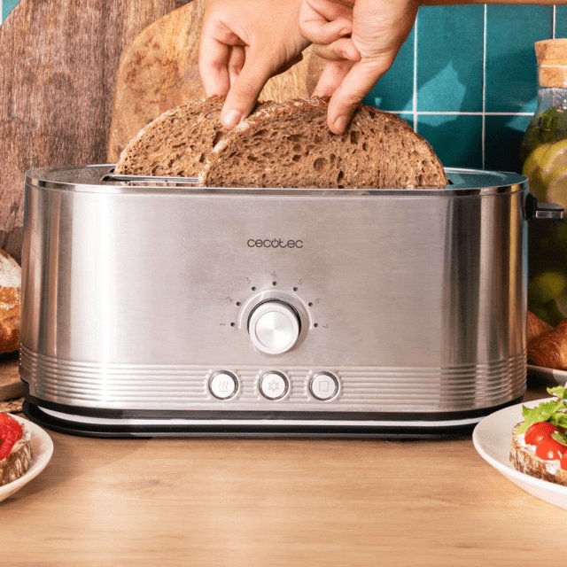 Cecotec Langschlitz-Toaster Shine&Toast Extra Double (Edelstahl, 1.400 Watt, Para 4 Scheiben Toast) 3287